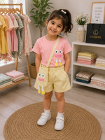 Cute Kids Cartoon Pocket & Crossbody Bag Co-Ord Set