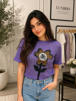 Luxirio Women’s Floral Crochet Knit Top
