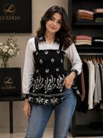 Black & White Layered Smocked Tunic Top