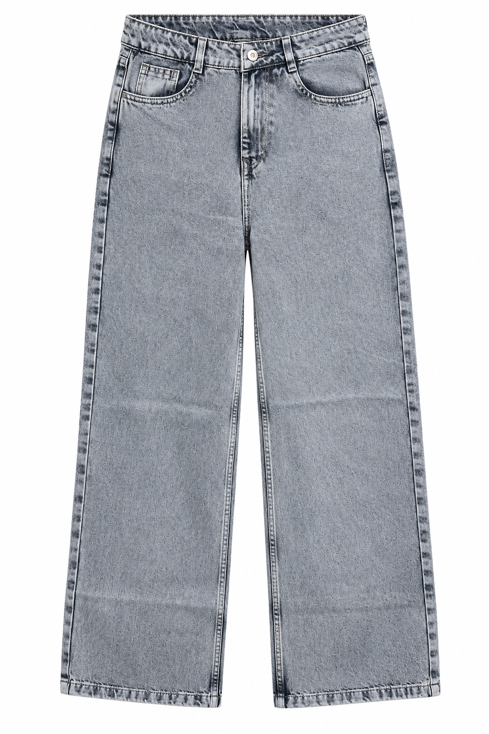 Cloud Grey High-Rise Wide-Leg Jeans