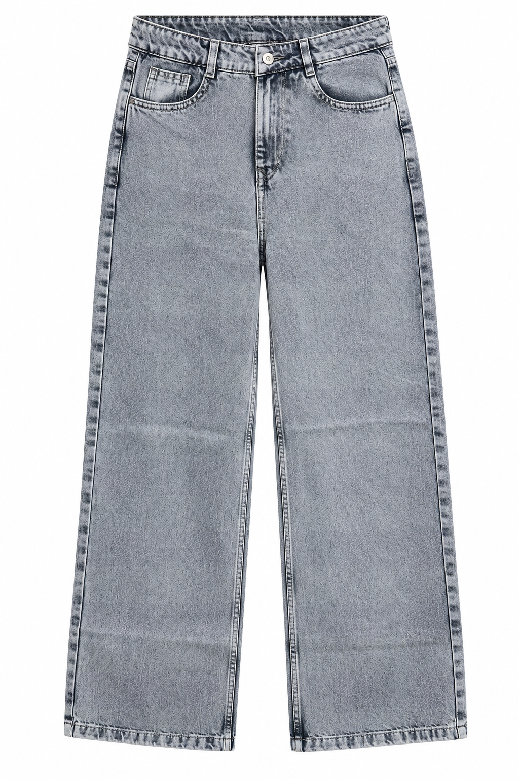 Cloud Grey High-Rise Wide-Leg Jeans